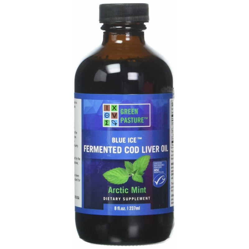 Green Pasture Blue Ice Fermented Cod Liver Oil Liquid, Arctic Mint, 8 fl oz