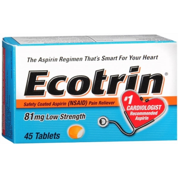 Ecotrin 81 mg Low Strength Tablets 45 Tablets (Pack of 2)