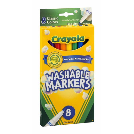 Crayola 8 Nontoxic Classic Colors Fine Line Washable Markers 8 pk (Pack of 6)