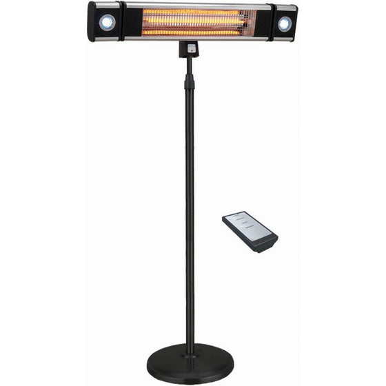 Ener-G Indoor/Outdoor Free Standing Electric Patio Heater with LED Light and Remote Control, Black