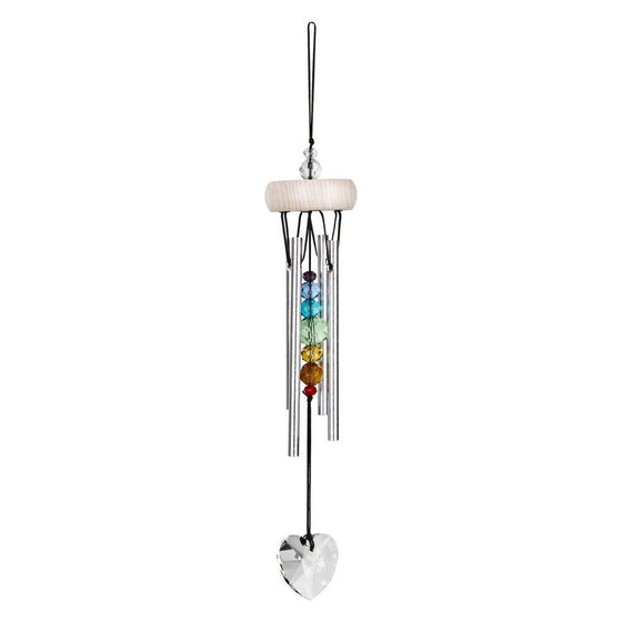 Woodstock Crystal Heart Charm Wind Chime - Rainbow