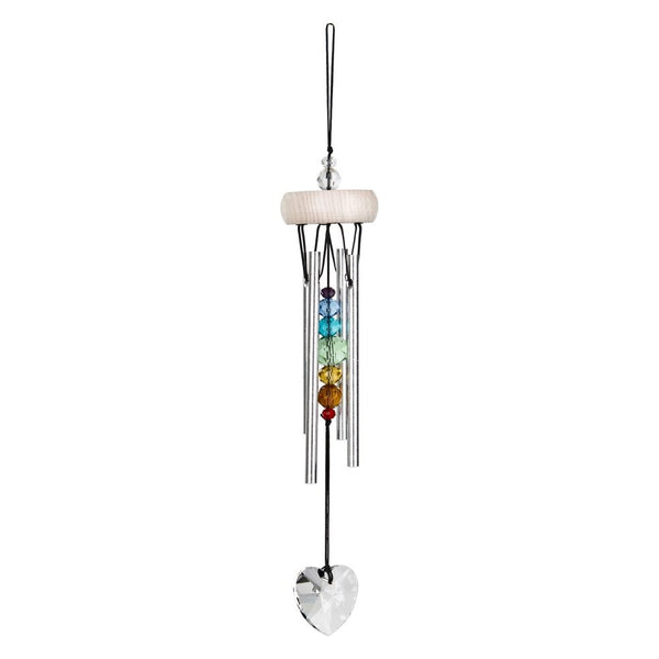 Woodstock Crystal Heart Charm Wind Chime - Rainbow
