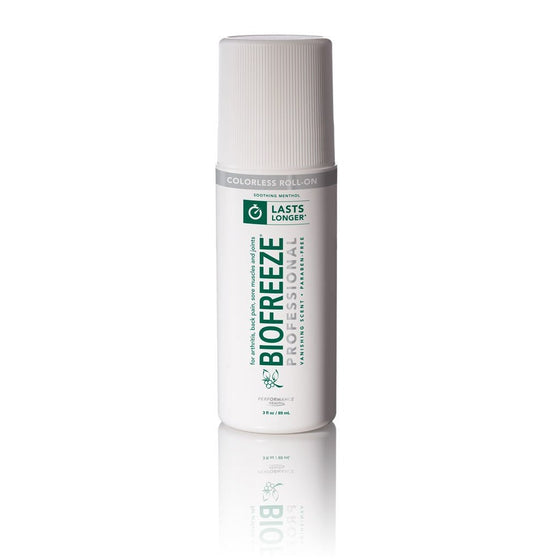 Biofreeze Professional Pain Relieving Gel,Topical Analgesic for Enhanced Relief of Arthritis, Muscle, and Joint Pain, NSAID Free Pain Reliever Cream, Roll-On 3 oz, Colorless Formula, 5% Menthol