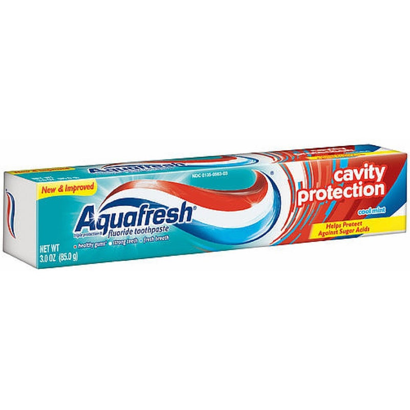 Aquafresh Cavity Protection Fluoride Toothpaste, Cool Mint 3 oz (Pack of 12)