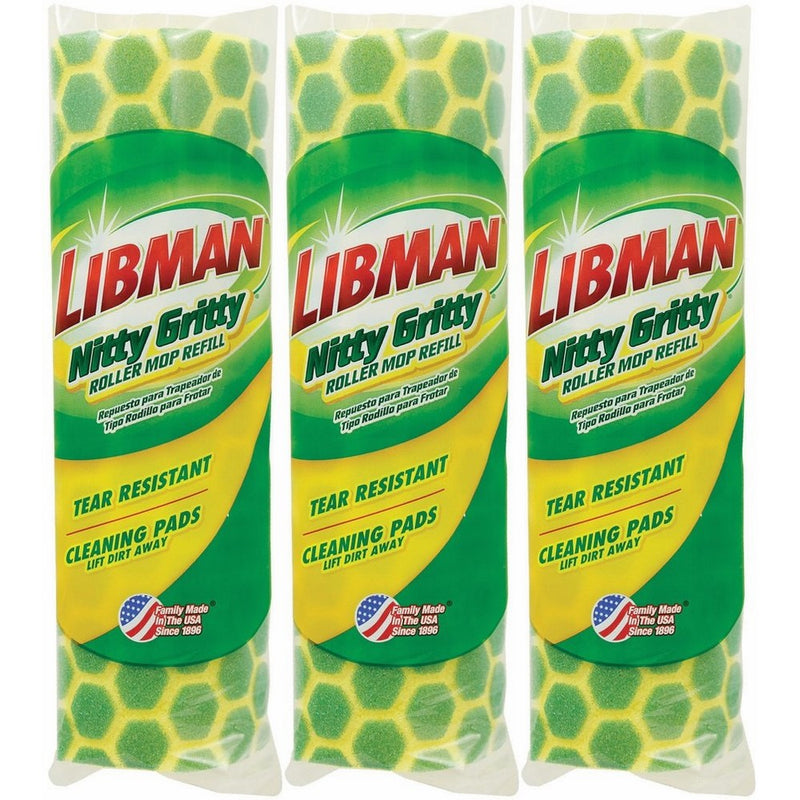 Libman Nitty Gritty Roller Mop Refill (Pack of 3)