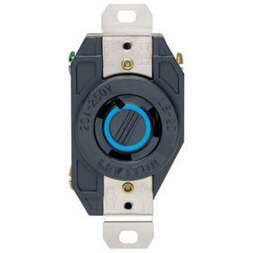 Leviton 2320 20 Amp, 250 Volt, Flush Mounting Locking Receptacle, Grounding, Industrial Grade, V-0-MAX, Black