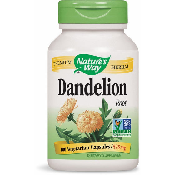 Nature's Way Dandelion Root; 525 mg Dandelion Root per serving; Non-GMO Project Verified; Gluten Free;Vegetarian;100 Vegetarian Capsules