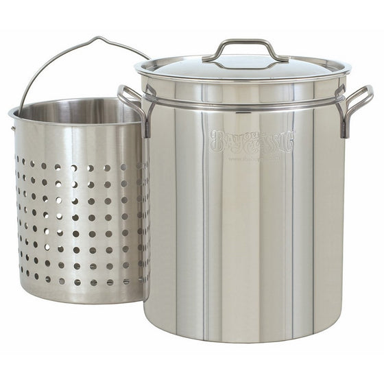 Bayou Classic 1136, 36-Qt. Stainless Fryer/Steamer with Vented Lid and Basket