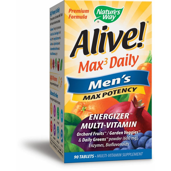 Nature's Way Alive! Max3 Daily Men's Multivitamin, Food-Based Blends (1,130mg per serving) and Antioxidants, 90 Tablets