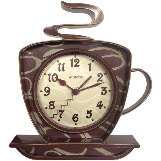 Westclox W32038 NYL32038 32038 Coffee Time 3-Dimensional Wall Clock, Brown