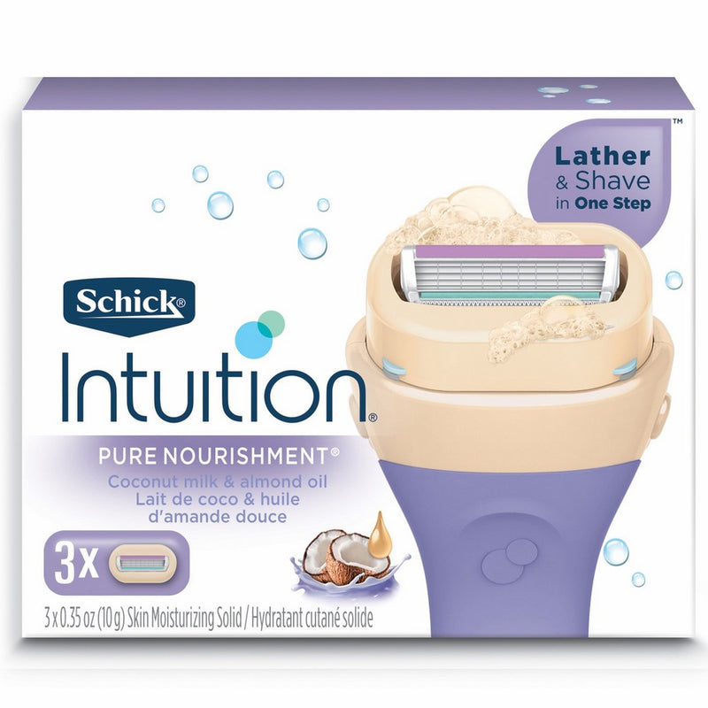 Schick Intuition Pure Nourishment Moisturizing Razor Blade Refills for Women with Coconut Milk and Almond Oil - 3 Count