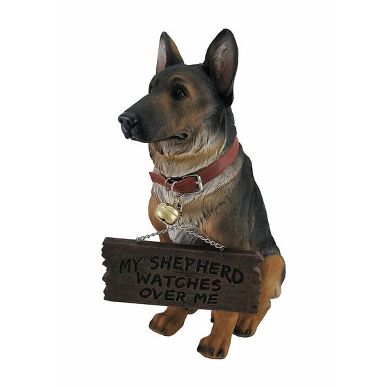 I Don't Dial 911 German Shepherd Guard Dog Warning Statue by Private Label