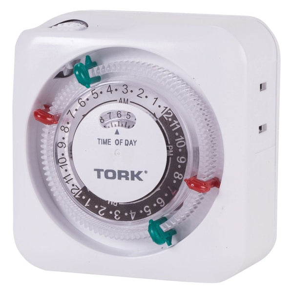 NSi Industries TORK SA011 Indoor 15-Amp 24-Hour Mechanical Plug-In Lamp and Appliance Timer with LED Nightlight - Multiple On/Off Settings - Compatible with Incandescent/Compact Fluorescent/LED - Features 1 Outlet Receptacle