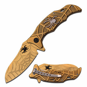 Master Cutlery MC-A018GD-MC Masters Ti-Acid Blade Spring Assisted Knife, Gold