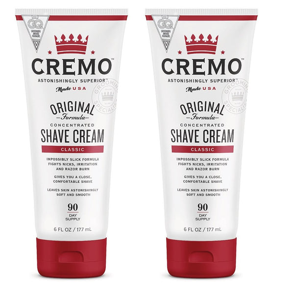 Cremo Original Shave Cream, Astonishingly Superior Smooth Shaving Cream Fights Nicks, Cuts And Razor Burn, 6 FL oz, 2-Pack