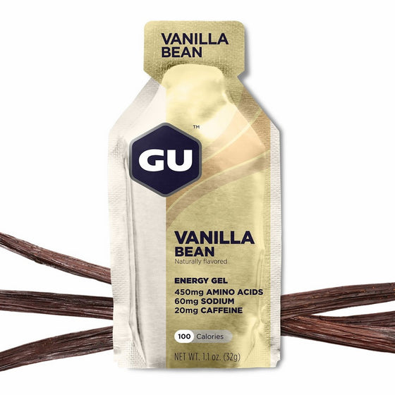 GU Energy Original Sports Nutrition Energy Gel, Vanilla Bean, 8-Count