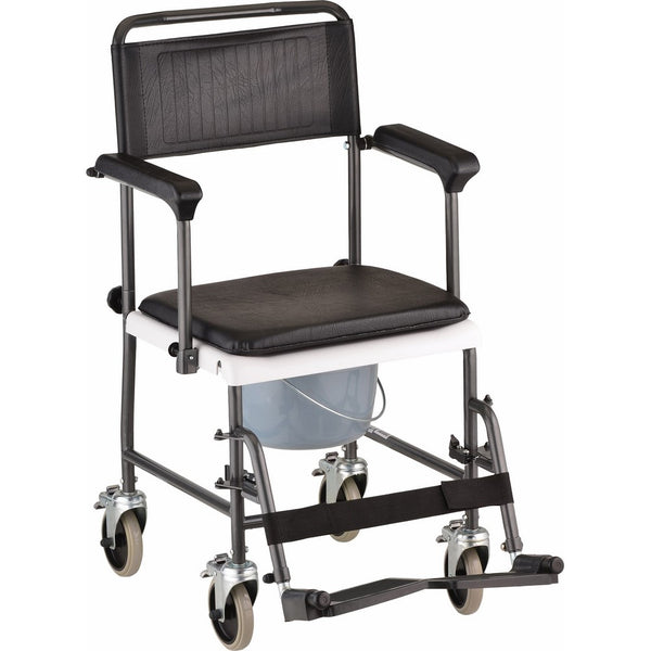 NOVA Medical Products Drop Arm Transport Chair Commode, Hammertone