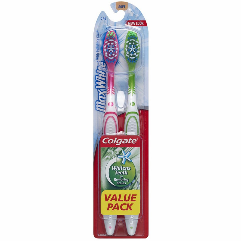 Colgate Max White Whitening Toothbrush, Soft (Twin Pack)