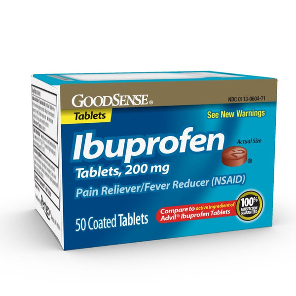 GoodSense Ibuprofen Pain Reliever/Fever Reducer Tablets (NSAID), 200 mg, 50 Count