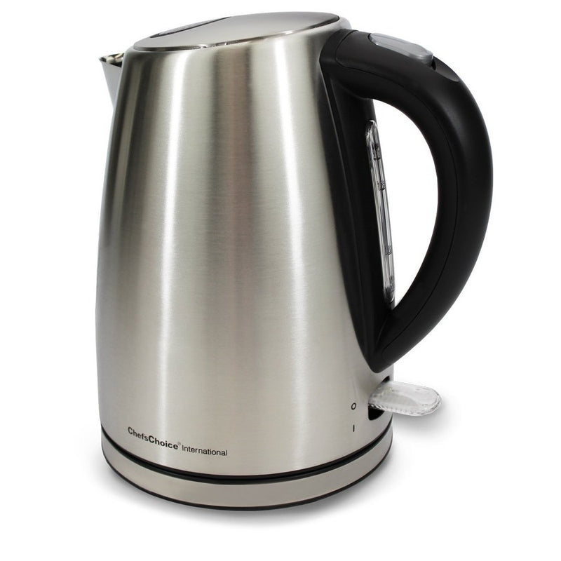 Chef'sChoice 681 Cordless 1500-Watt Electric Kettle Handsomely Crafted in Brushed Stainless Steel Includes Concealed Heating Element Boil Dry Protection and Auto Shut Off, 1.7-Liter, Silver