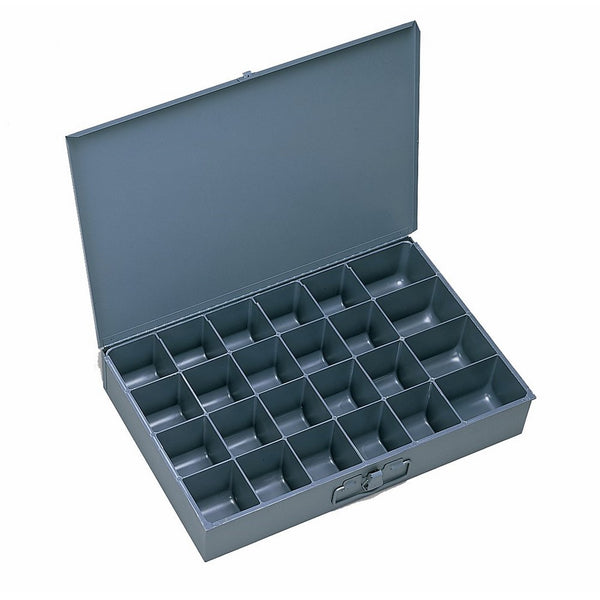 Durham 202-95-IND Gray Cold Rolled Steel Individual Small Scoop Box, 13-3/8" Width x 2" Height x 9-1/4" Depth, 24 Compartment