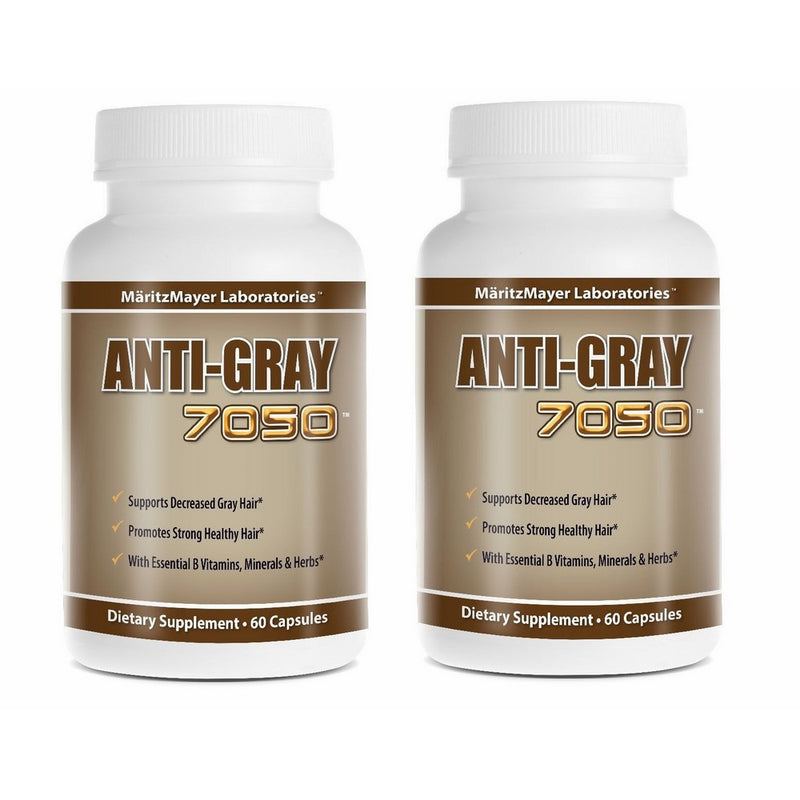 Anti-Gray Hair 7050 Restore Natural Hair Color 60 Capsule Per Bottle, 2 pack