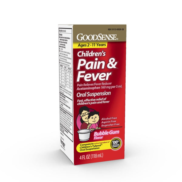 GoodSense Children's Pain & Fever Oral Suspension, Bubble Gum Flavor, 160 mg, 4 Fluid Ounce