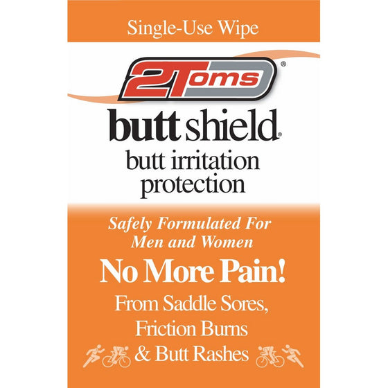 2Toms ButtShield (Towelettes) - Provides 24 Hour Protection from Chafing & Skin Irritation - Waterproof & Sweatproof (10 Pack)