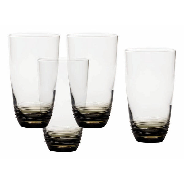 Mikasa Swirl Smoke Highball Glass (Set of 4), 20 oz