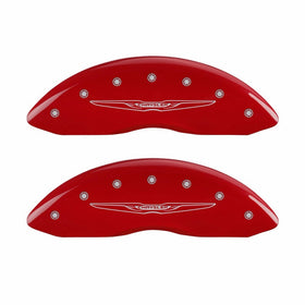 MGP Caliper Covers 32003SCW2RD Chrysler Wing Style 2 Caliper Cover with Red Powder Coat Finish and Silver Characters, (Set of 4)