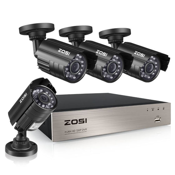 ZOSI 8-Channel HD-TVI 1080N/720P Video Security System DVR recorder with 4x HD 1280TVL Indoor/Outdoor Weatherproof CCTV Cameras NO Hard Drive,Motion Alert, Smartphone& PC Easy Remote Access