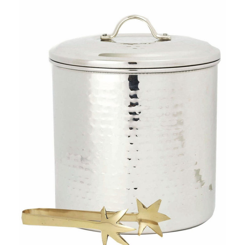 Old Dutch International Hammered Ice Bucket with Liner and Tongs, 3-Quart, Stainless Steel