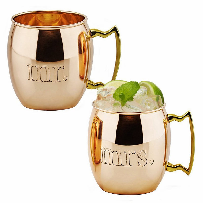 Old Dutch " MR and MRS" Solid Moscow Mule Mugs (Set of 2), Copper