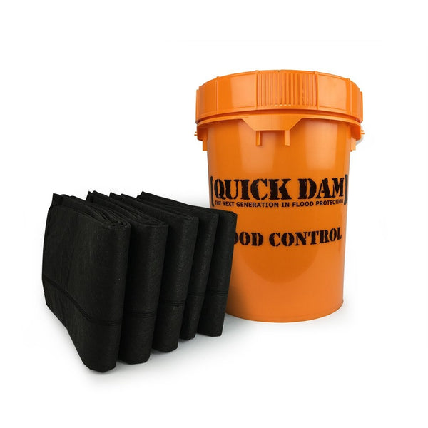Quick Dam Grab & Go Flood Kit includes 5- 10ft Flood Barriers in Bucket