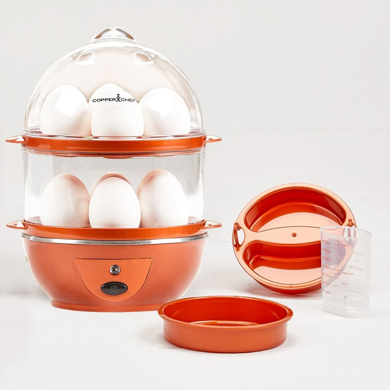 Copper Chef Egg Cooker Want the Secret to Making Perfect Hard-Boiled Electric C Set-7 Or 14 Capacity Poached Scrambled Omelets Automatic Shut Off, 7.5 x 6.7 x 7.5 inches