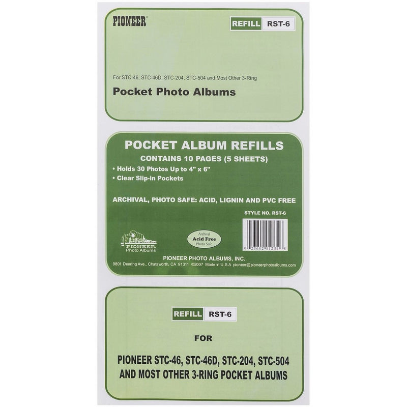 Pioneer Refill Pages for 3-Ring Photo Albums, holds 4x6- Inch Photos, Pack of 5 Pages. (1)