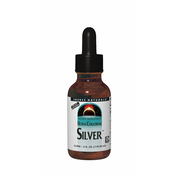 Source Naturals Ultra Colloidal Silver 10 ppm Liquid Sublingual - Pure, Premium Silver Mineral Immune Supplement - Cold Season Defense - 4 oz