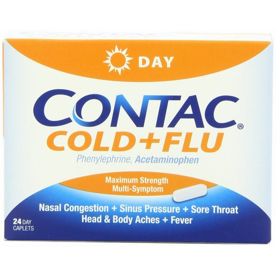 Contac Cold Flu,Maximum Strength Non-drowsy Formula, 24Caplets,(Pack of 2)