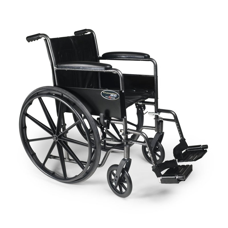 Everest & JenningsE3010100 Traveler SE Steel Wheelchair 18" Seat, Fixed Full Arm, Swingaway Footrest, 1 Each, Black, 32" X 36" X 27"