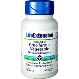 Life Extension Triple Action Cruciferous Vegetable Extract w/ Resveratrol, 60 Vcaps