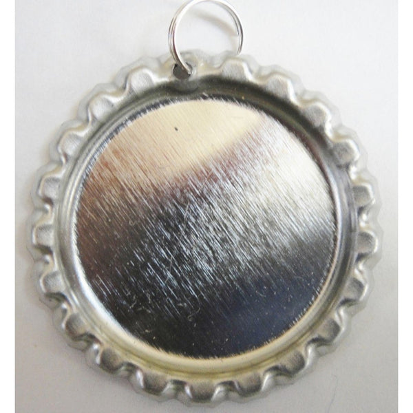 100 Flattened Silver Bottle Caps with Holes and 8mm Split Rings Attached.