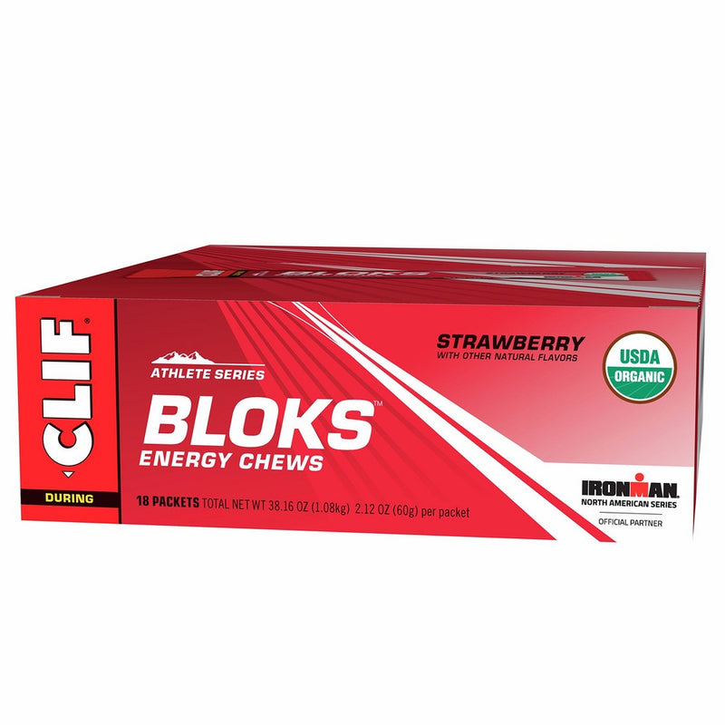 CLIF BLOKS - Energy Chews - Strawberry - No Caffeine (2.1 Ounce Packet, 18 Count)