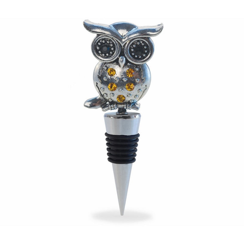 Puzzled Cheers Metal Wine Stopper, Owl