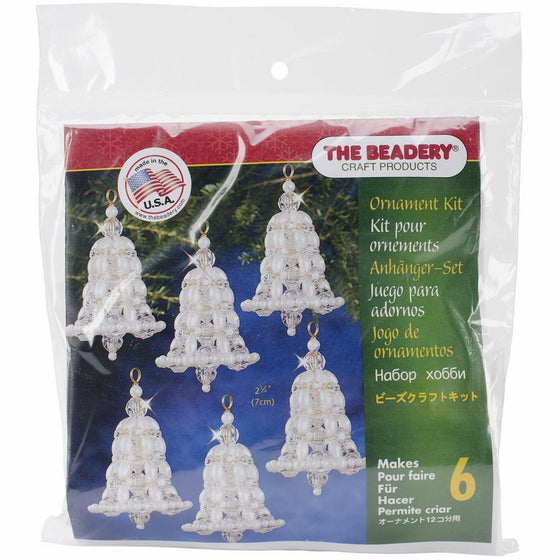 Beadery BOK-7283 Holiday Beaded Ornament Kit, Crystal and Pearl Bell