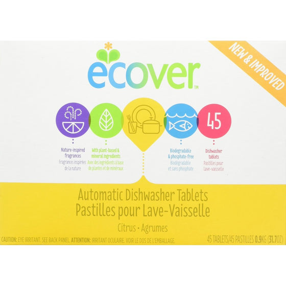 Ecover Automatic Dishwasher Soap Tablets, Citrus, 45 Count