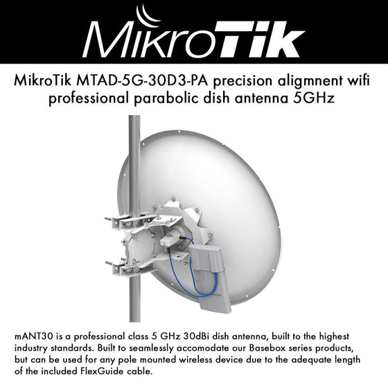 MikroTik mANT30 PA parabolic dish antenna 5GHz 30dBi MTAD-5G-30D3-PA