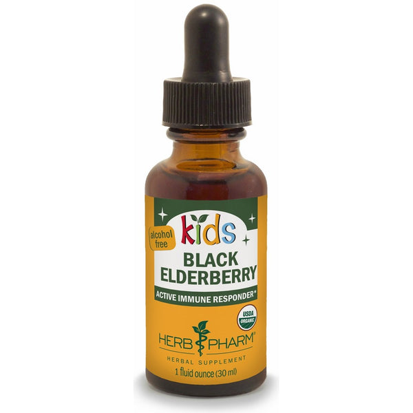 Herb Pharm Kids Certified-Organic Alcohol-Free Black Elderberry Glycerite Liquid Extract, 1 Ounce