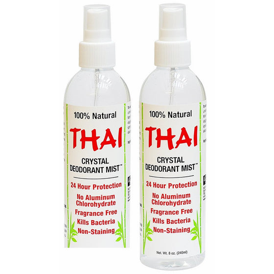 Thai Deodorant Stone Crystal Mist Natural Deodorant Spray 8 oz. Bundle, Pack of 2