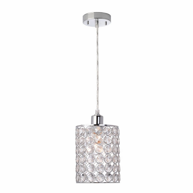 Globe Electric Trenton 1-Light Mini Pendant, Caged Crystal Shade, Chrome Finish, 65012