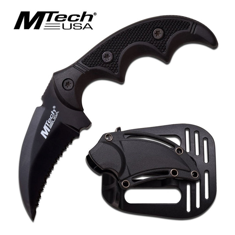 MTech USA Fixed Blade Tactical Knife G10 Texture Handle with Holster 2 Inch Blade (BLACK)